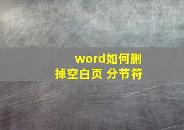 word如何删掉空白页 分节符